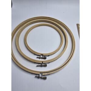 Set of Vintage White Horse Wood Embroidery Hoops 10" 8" 6" 2 w/screws Taiwan